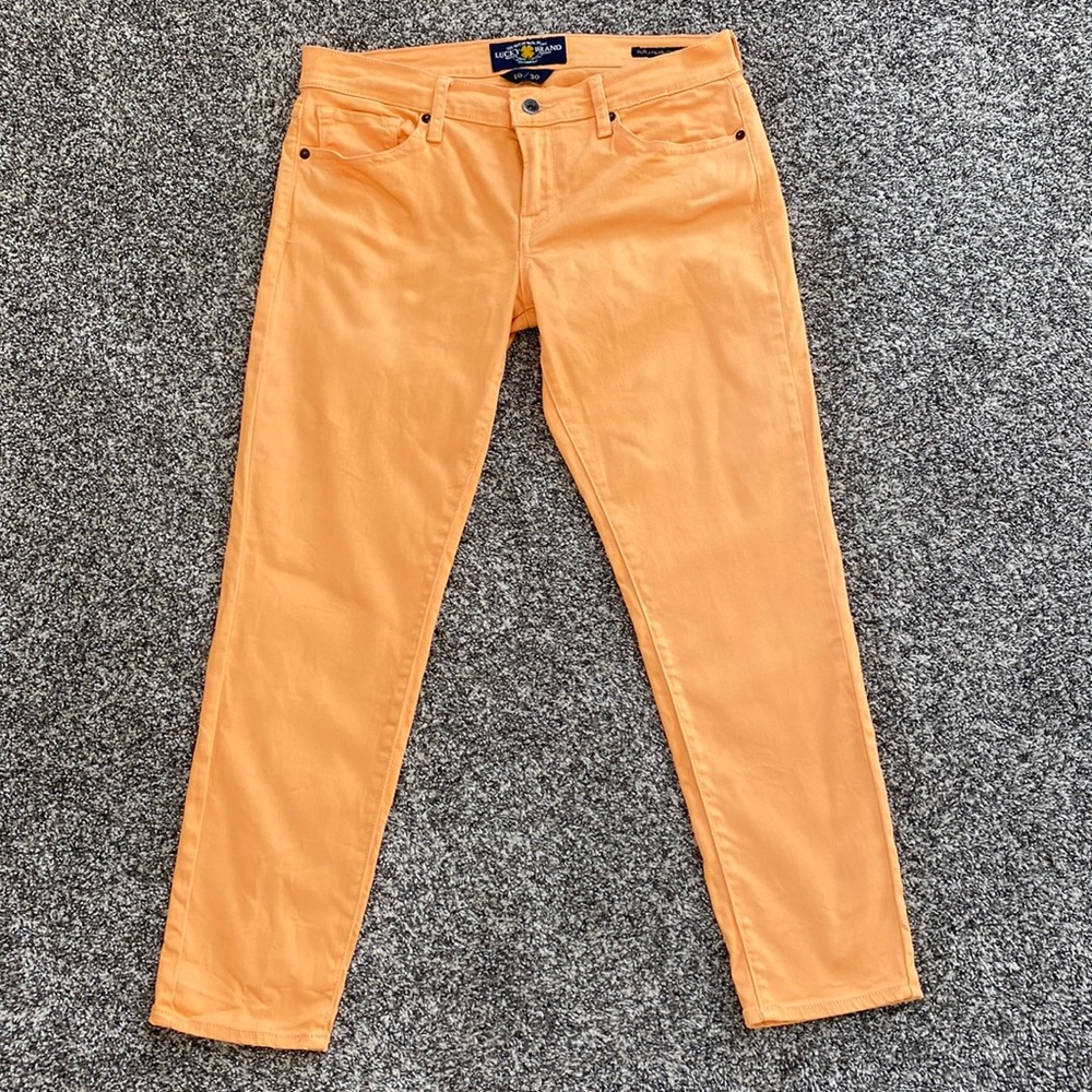 EUC Lucky Brand Orange Zoe Straight Cropped Jeans 10/30